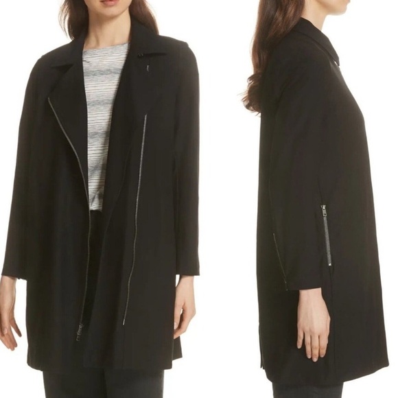 Eileen Fisher Jackets & Blazers - Eileen Fisher Black Washable Stretch Crepe Long Moto Jacket Size PM MSRP $388